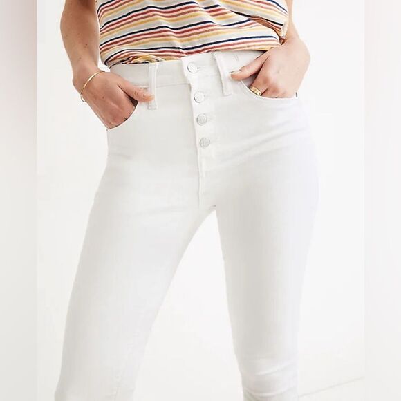 NWT Madewell 10" High Rise Skinny Jeans in Pure White: Step-Hem Edition - Picture 3 of 10
